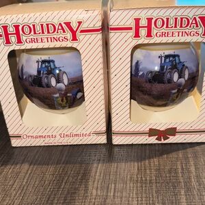 New Holland TG Tractor Glass Christmas Ornaments
